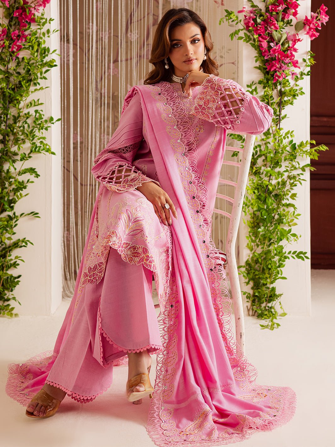 Mahnur | Nova Khaddar 25 | NK - 05 - is Pink dress from Mahnur - Ladies Clothes - Maria Faisal