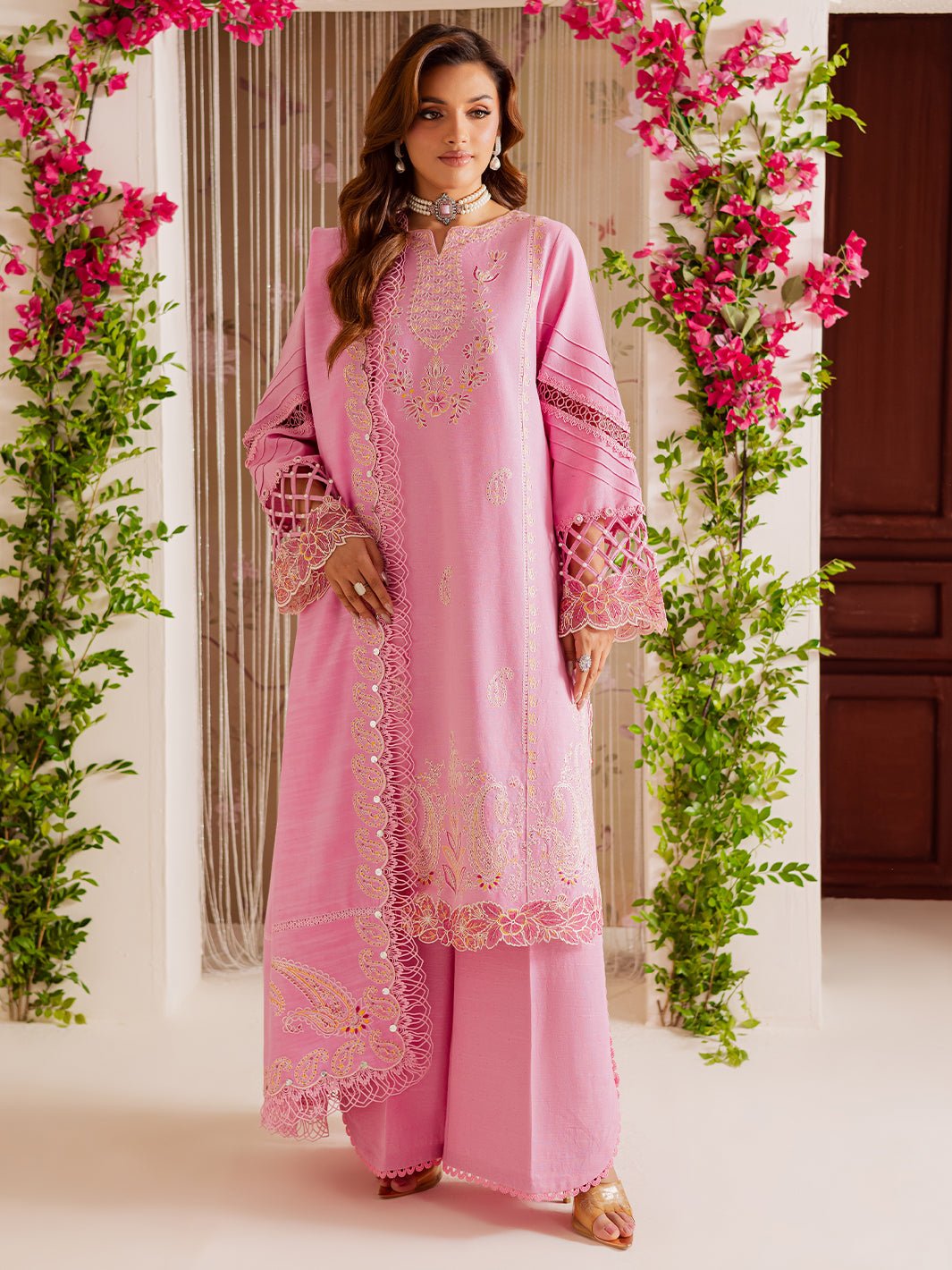 Mahnur | Nova Khaddar 25 | NK - 05 - is Pink dress from Mahnur - Ladies Clothes - Maria Faisal