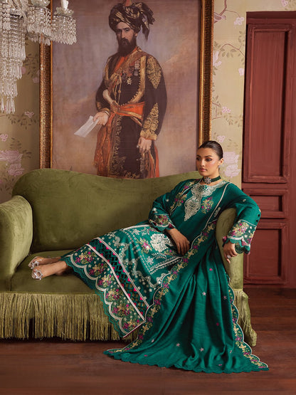 Mahnur | Nova Khaddar 25 | NK - 09 - is Emerald Green dress from Mahnur - Ladies Clothes - Maria Faisal