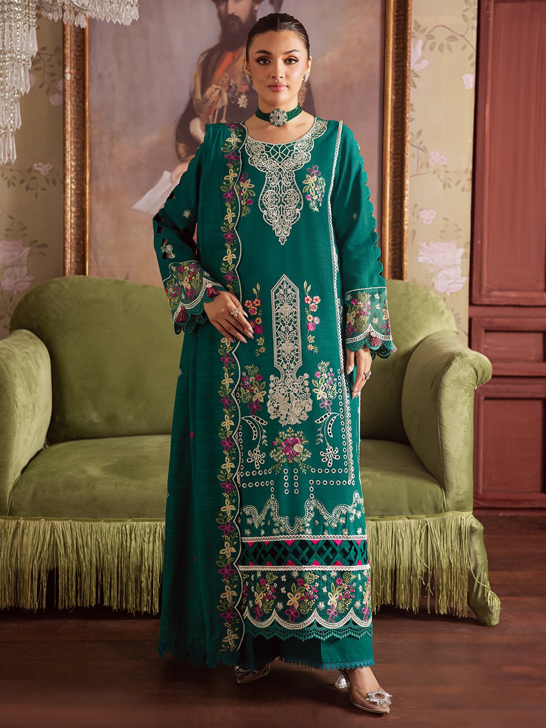Mahnur | Nova Khaddar 25 | NK - 09 - is Emerald Green dress from Mahnur - Ladies Clothes - Maria Faisal