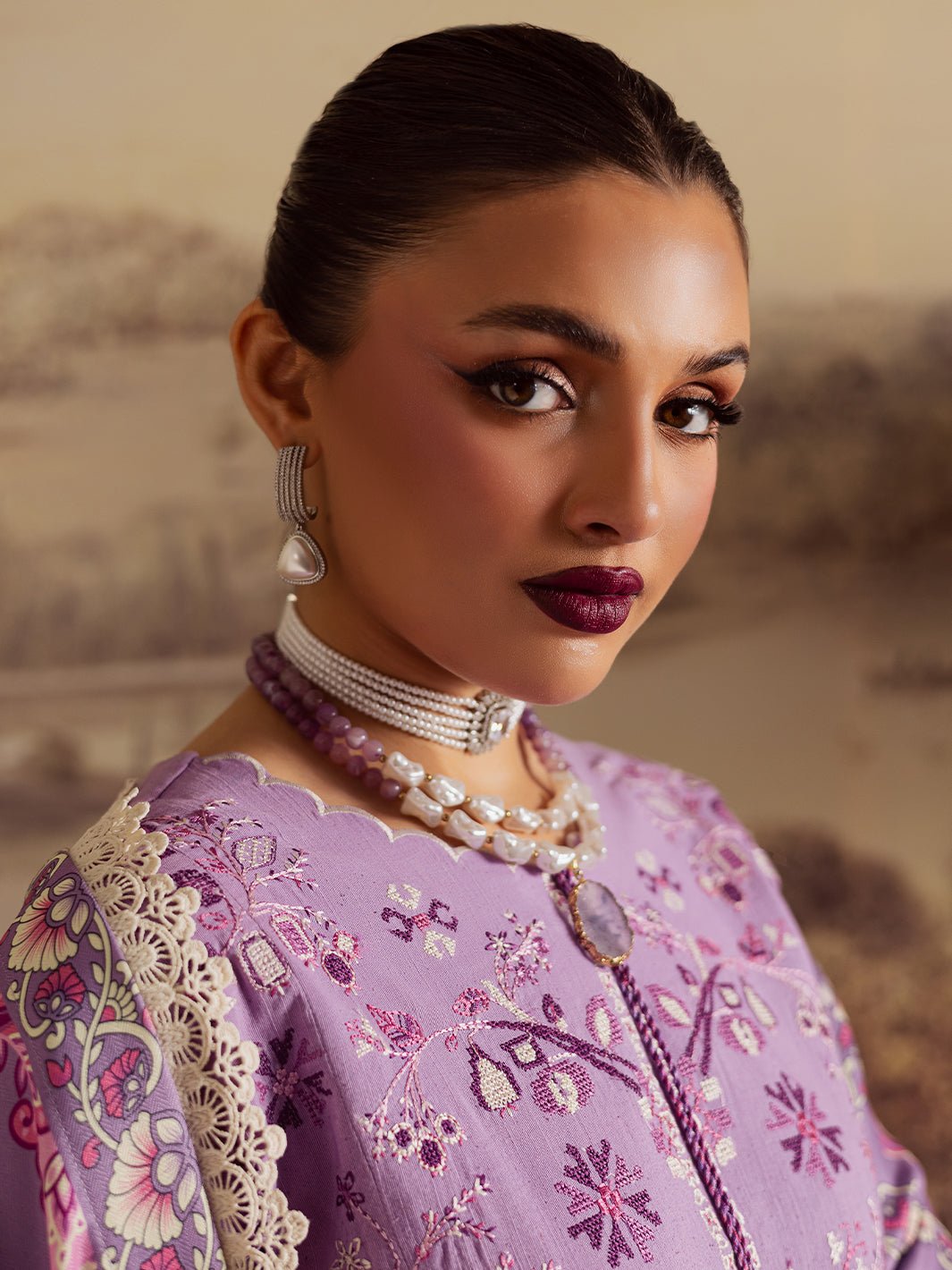 Mahnur | Nova Khaddar 25 | NK - 11 - is Purple Gray dress from Mahnur - Ladies Clothes - Maria Faisal