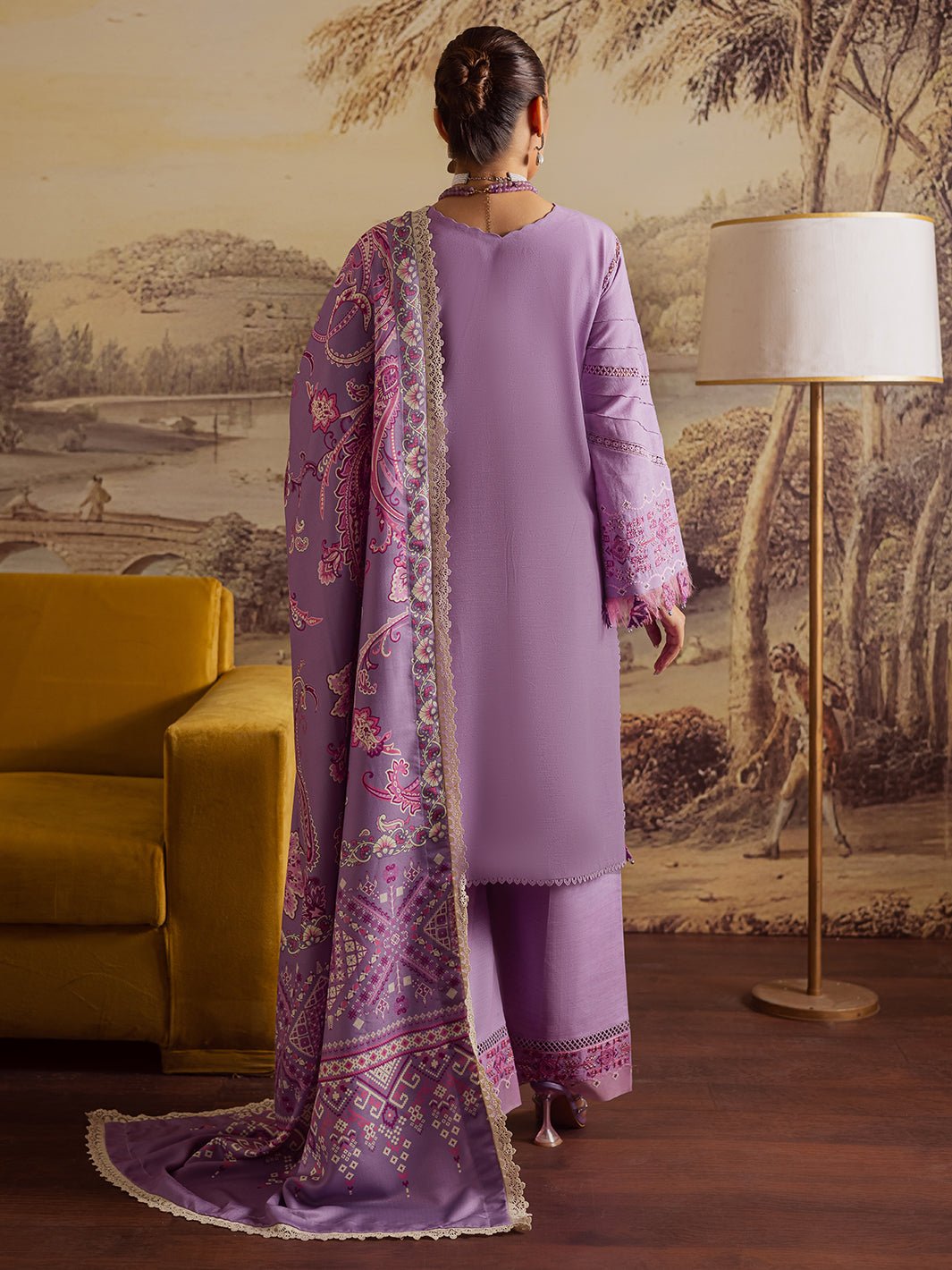 Mahnur | Nova Khaddar 25 | NK - 11 - is Purple Gray dress from Mahnur - Ladies Clothes - Maria Faisal