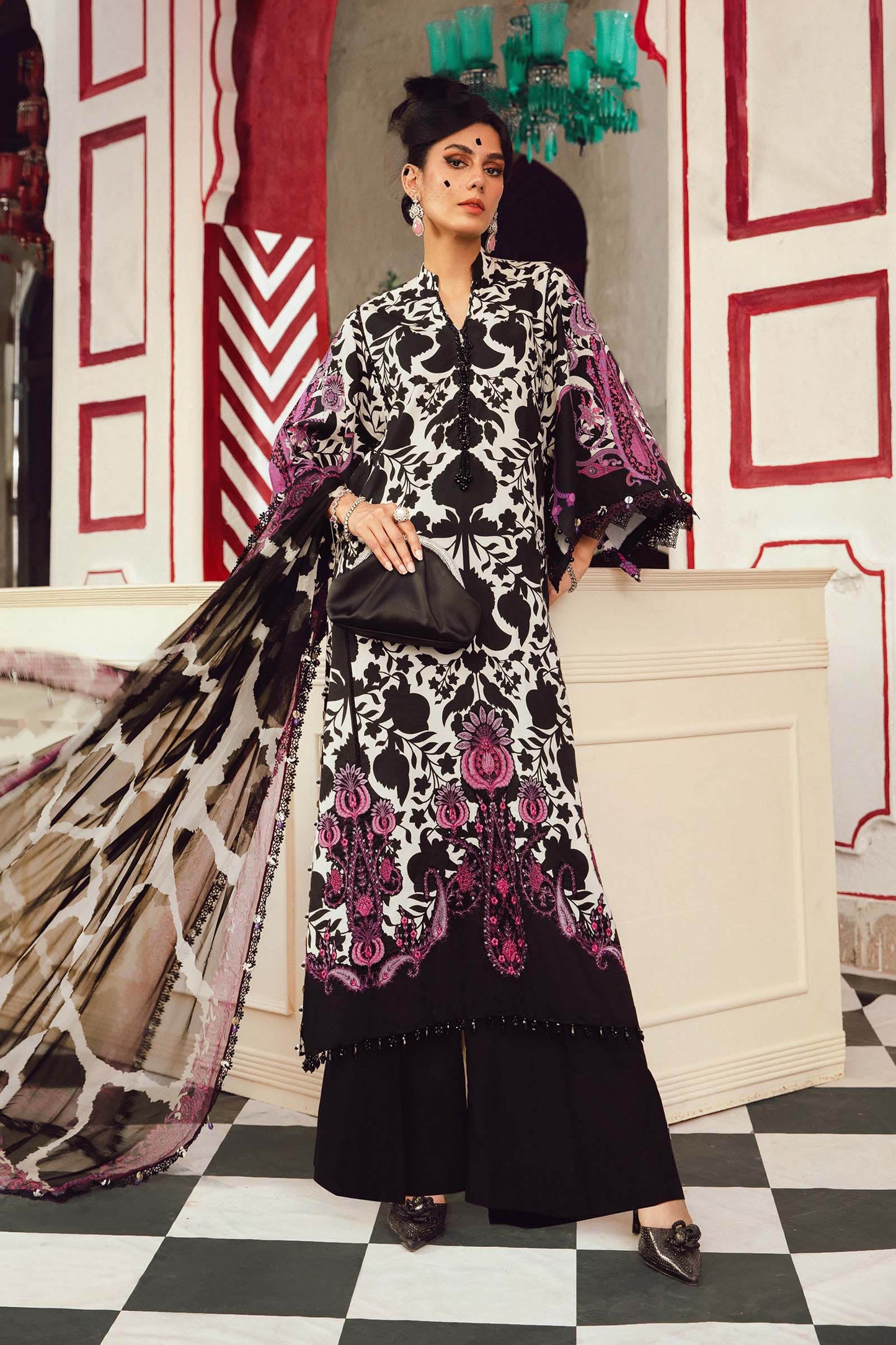 Maria B | M Prints Winter 25 | MPT-2704-B - Casual Dress - available at Maria Faisal in UK and USA.