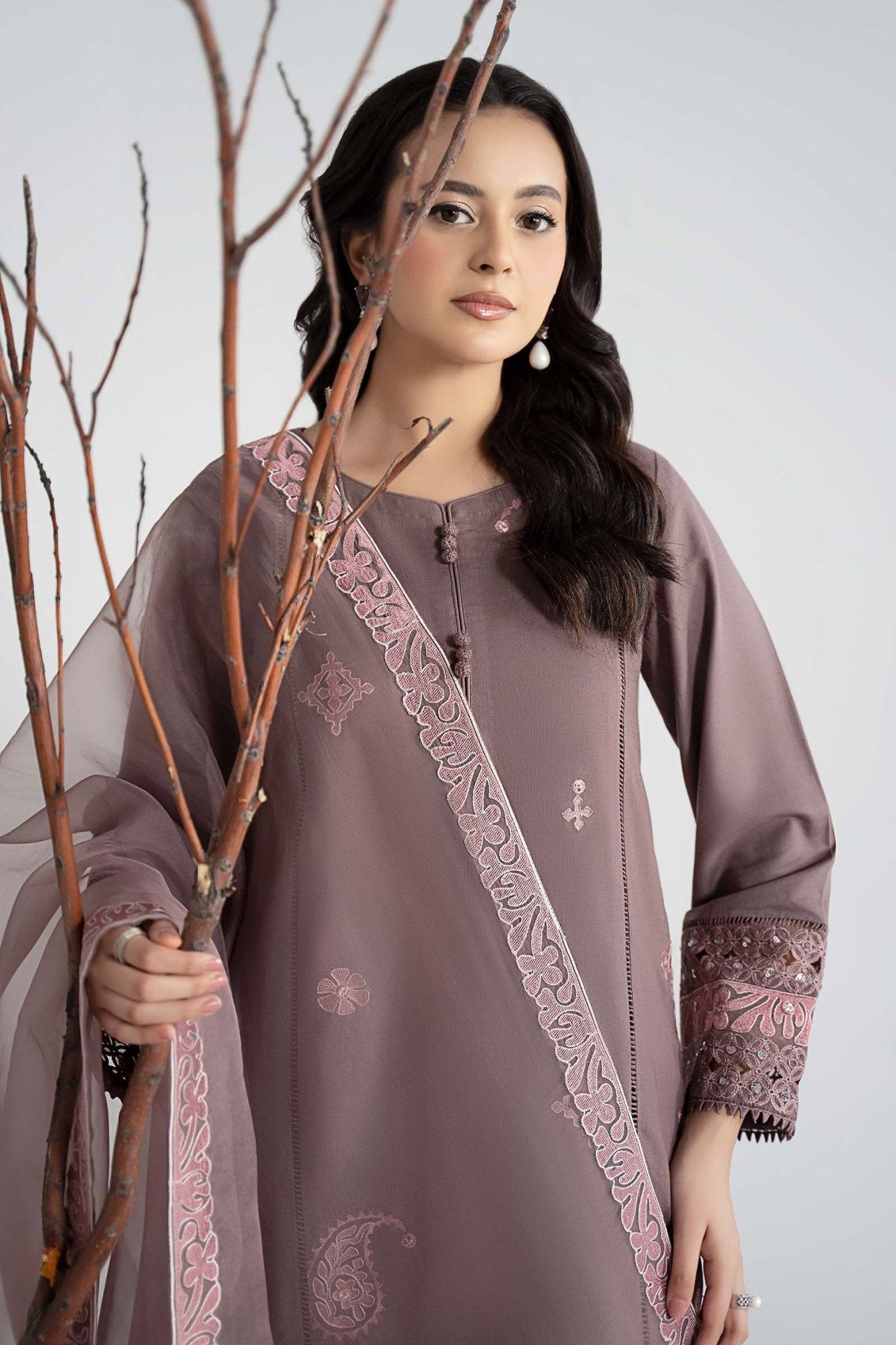 Maria B | Pre fall Dresses | DW - W25 - 54 P - is Peach dress from Maria B - Ladies Clothes - Maria Faisal