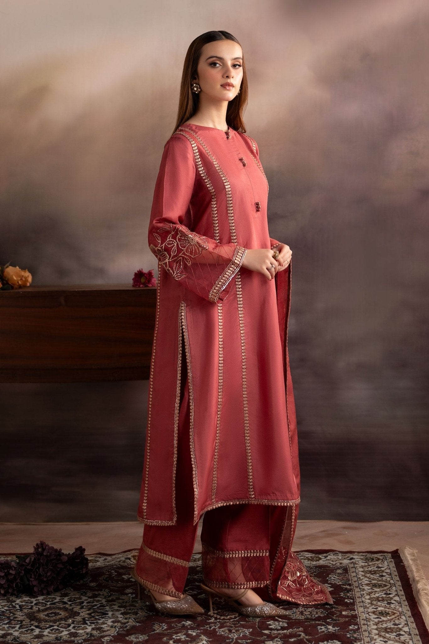Maria B | Pre fall Dresses | MBS - W25 - 01 A - is Pink dress from Maria B - Ladies Clothes - Maria Faisal