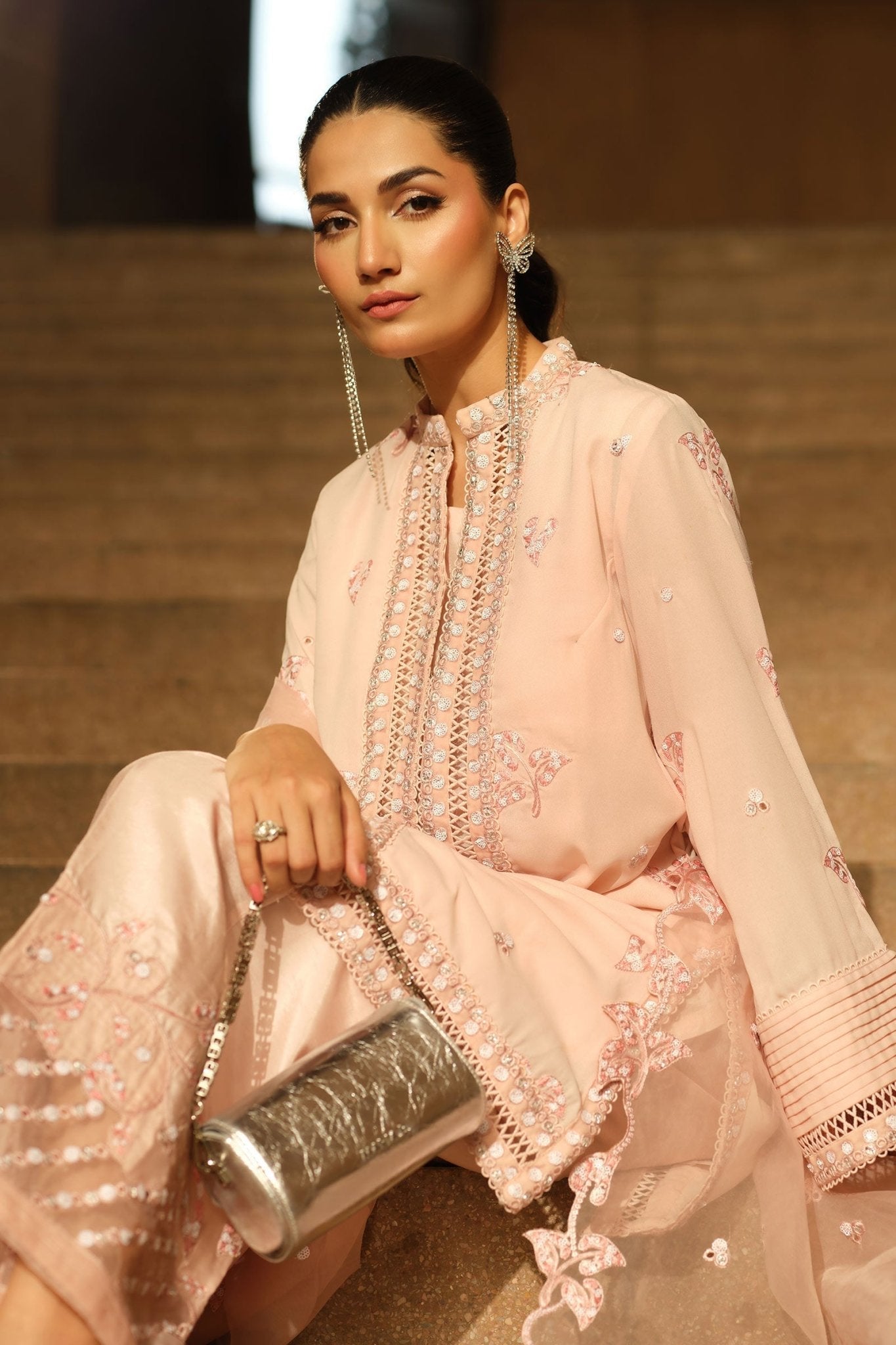 Maria B | Pre fall Dresses | MBS - W25 - 02 PK - is Pink dress from Maria B - Ladies Clothes - Maria Faisal