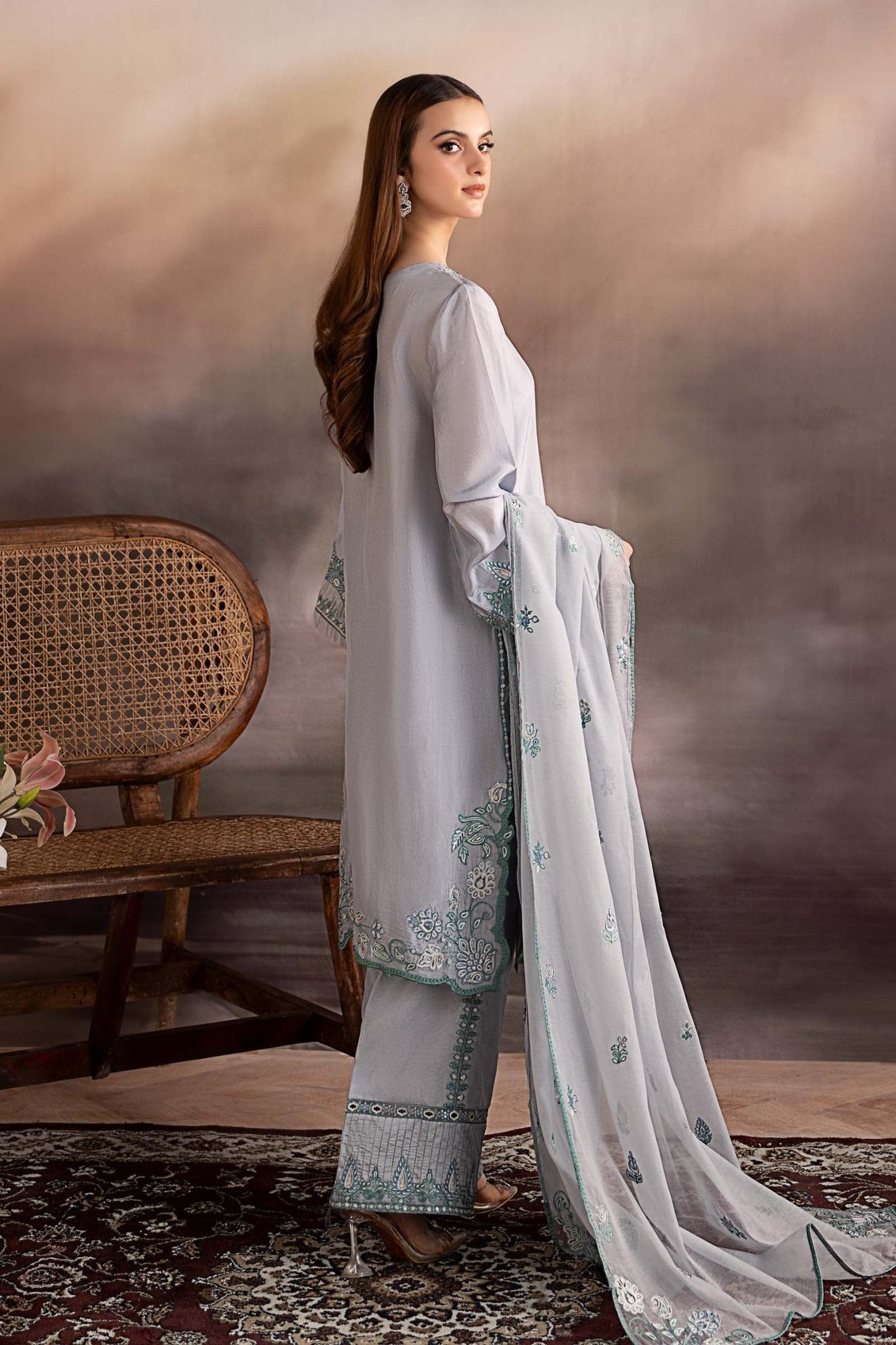 Maria B | Pre fall Dresses | MBS - W25 - 07 L - is Blue dress from Maria B - Ladies Clothes - Maria Faisal