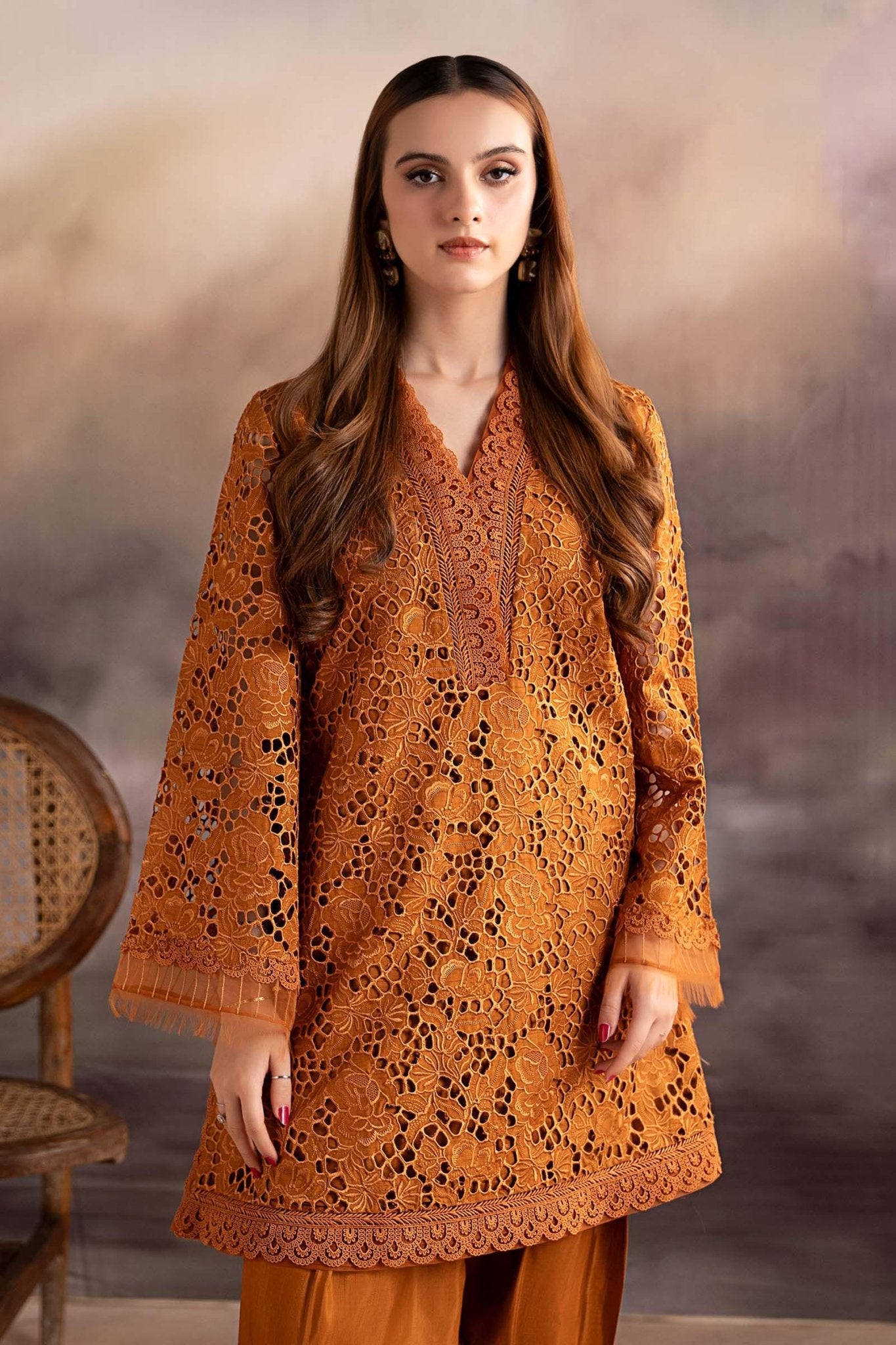 Maria B | Pre fall Dresses | MBS - W25 - 17 RU - is Rust dress from Maria B - Ladies Clothes - Maria Faisal