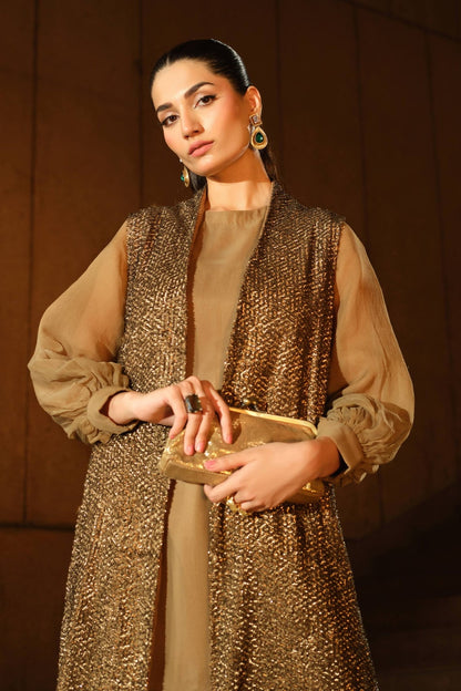 Maria B | Pre fall Dresses | MBS - W25 - 21 C - is Coffee dress from Maria B - Ladies Clothes - Maria Faisal