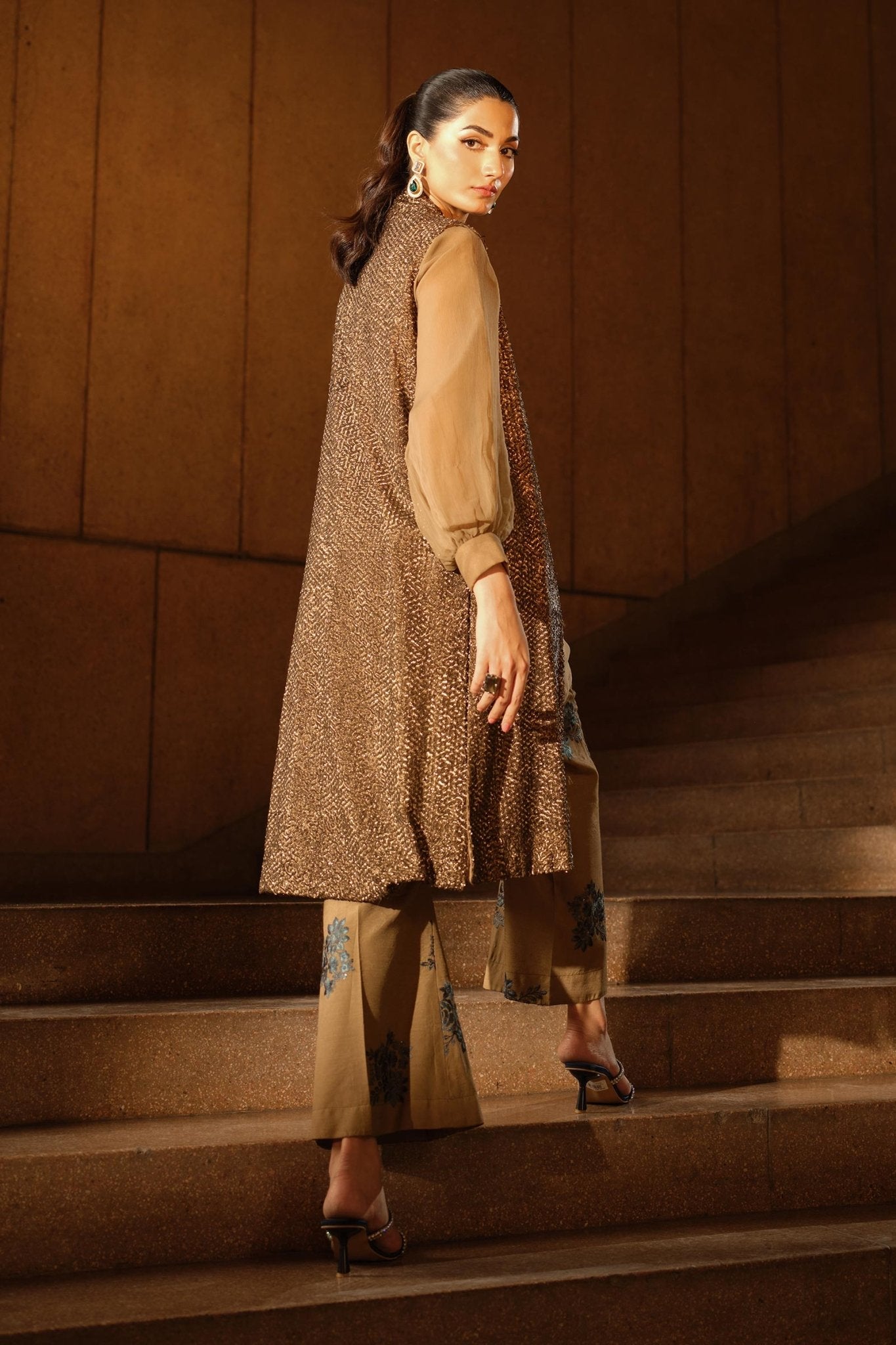 Maria B | Pre fall Dresses | MBS - W25 - 21 C - is Coffee dress from Maria B - Ladies Clothes - Maria Faisal