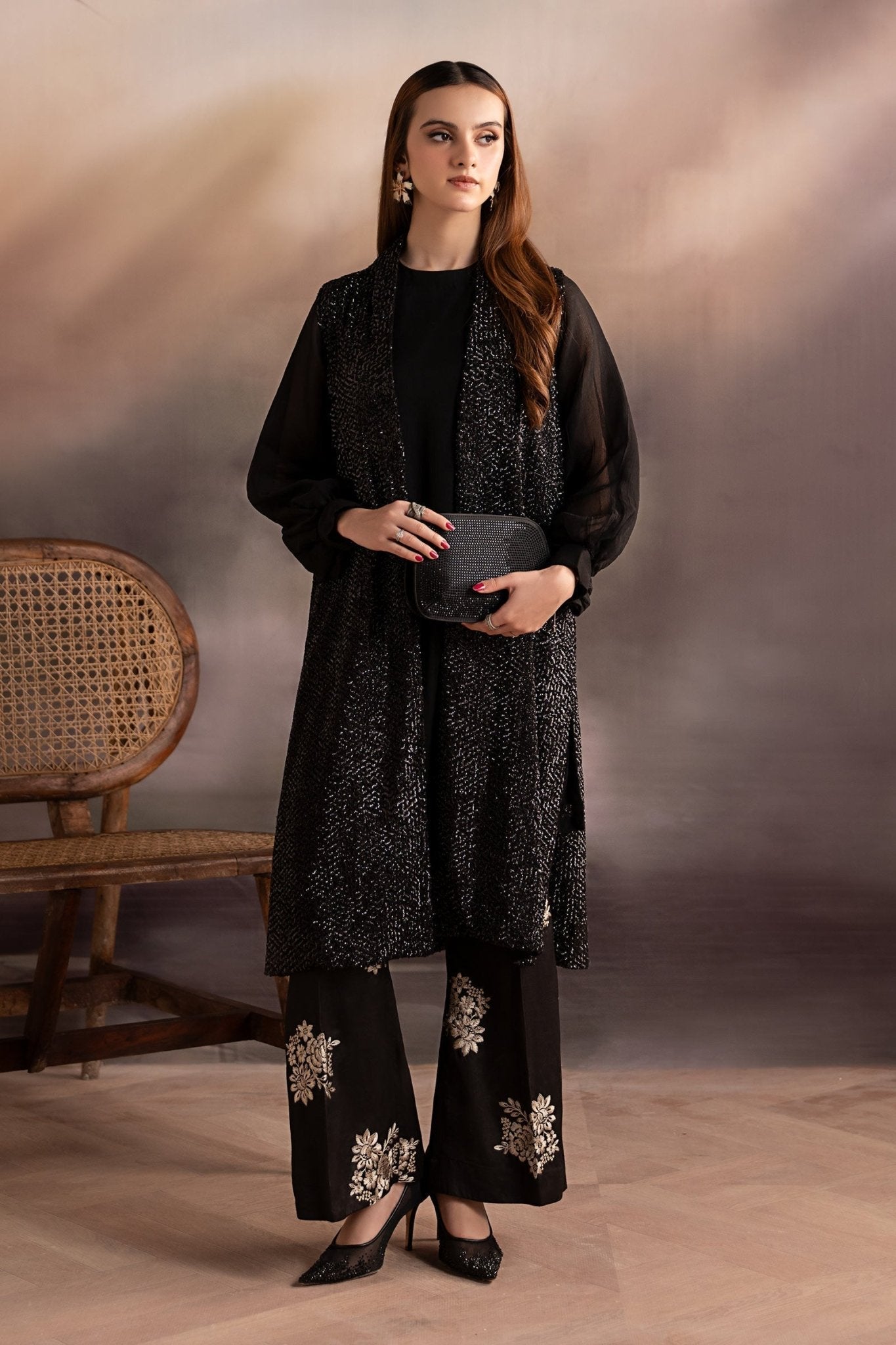 Maria B | Pre fall Dresses | MBS - W25 - 21 K - is Black dress from Maria B - Ladies Clothes - Maria Faisal