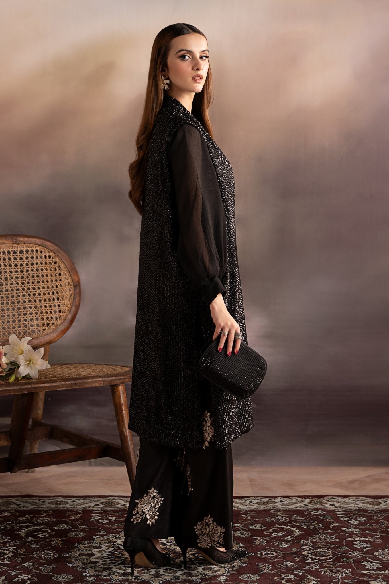 Maria B | Pre fall Dresses | MBS - W25 - 21 K - is Black dress from Maria B - Ladies Clothes - Maria Faisal