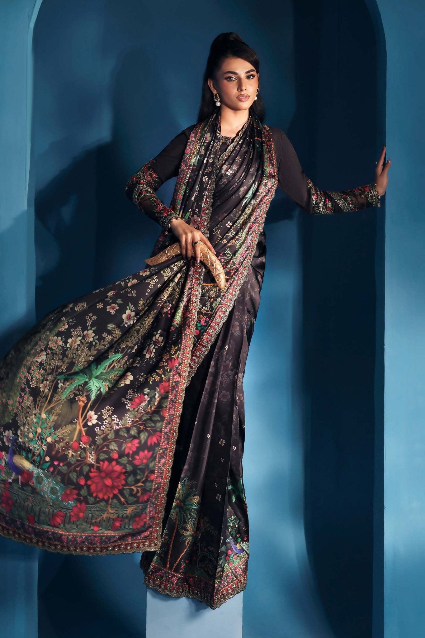 Maria B | Pre fall Dresses | MPS - W25 - 01 C - is Black dress from Maria B - Ladies Clothes - Maria Faisal