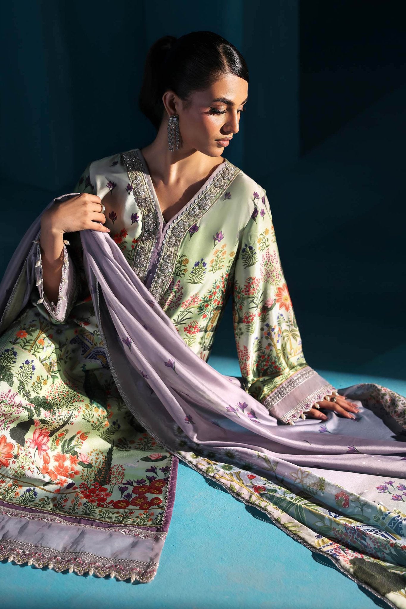 Maria B | Pre fall Dresses | MPS - W25 - 06 G - is Green dress from Maria B - Ladies Clothes - Maria Faisal