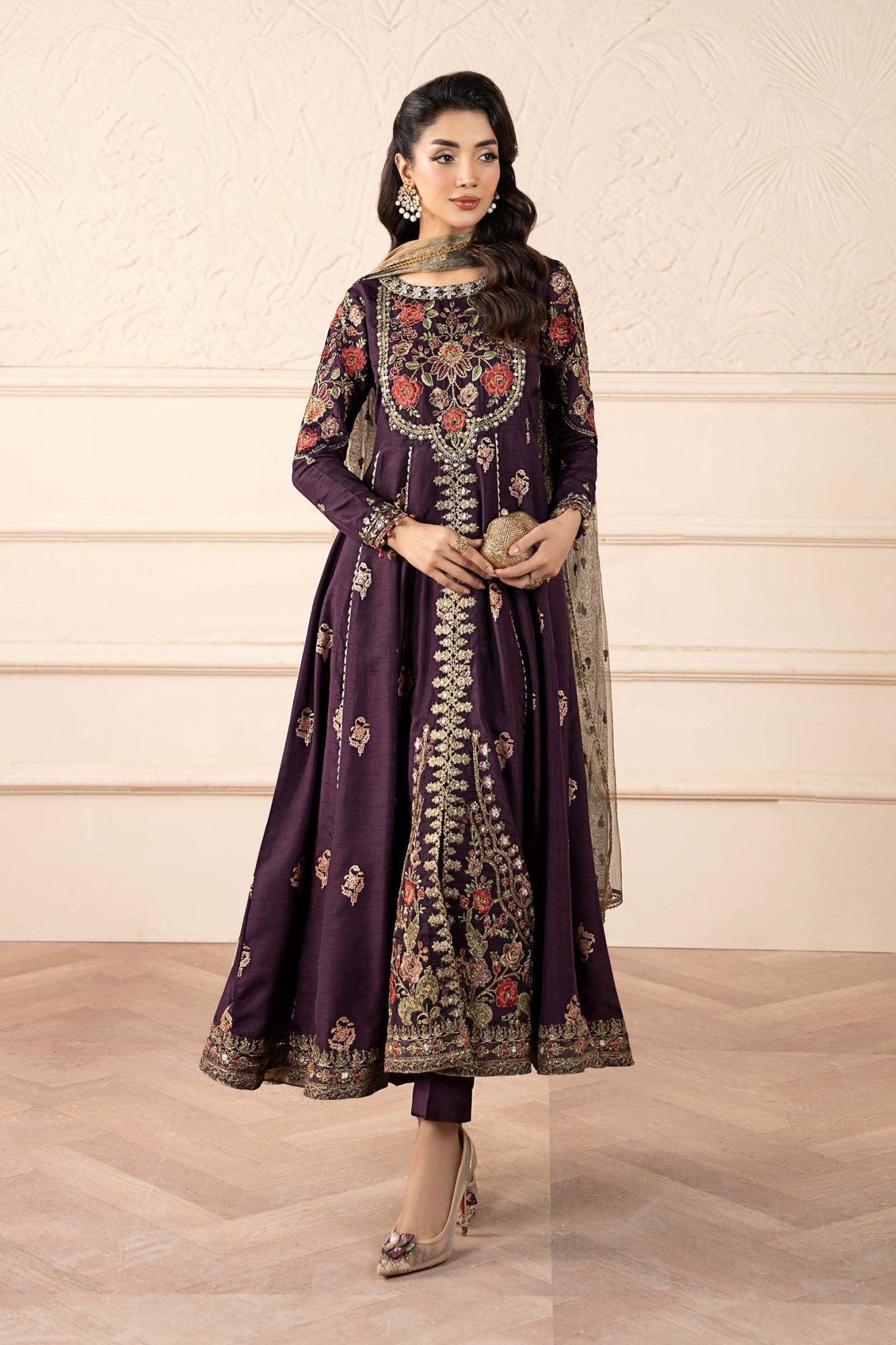 Maria B | Pre fall Dresses | SF - W25 - 94 P - is Purple dress from Maria B - Ladies Clothes - Maria Faisal