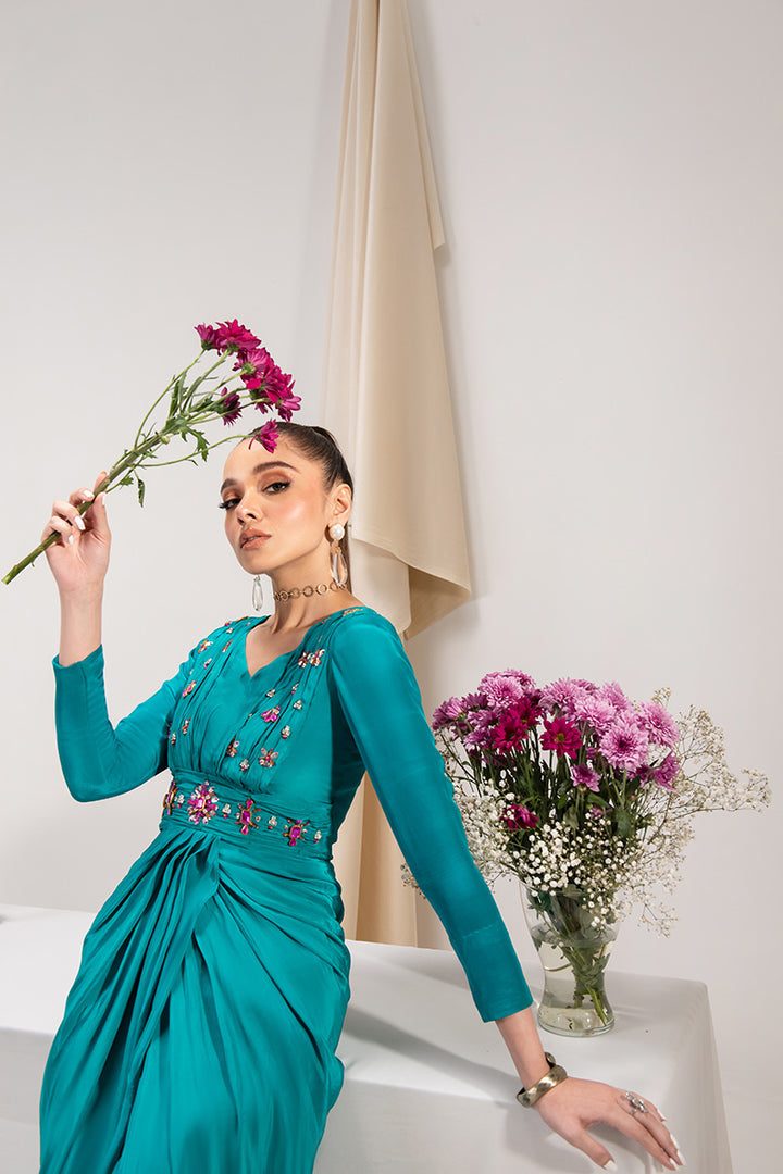 Maria Osama Khan | Tiffany Formals | Aquamarine - Ladies Clothes - Maria Faisal