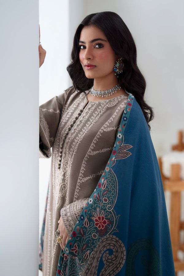 Maryum N Maria | Noore Winters 25 | 3 Piece Embroidered Khaddar ANGEZA - FSU5679 - Casual Dress - available at Maria Faisal in UK and USA.