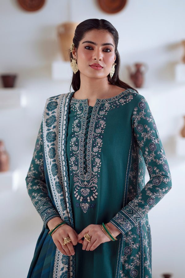 Maryum N Maria | Noore Winters 25 | 3 Piece Embroidered Khaddar SERINA - FSU5675 - Casual Dress - available at Maria Faisal in UK and USA.