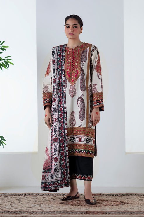 Maryum N Maria | Noore Winters 25 | 3 Piece Embroidered Khaddar ZOHAL - FSU5678 - Casual Dress - available at Maria Faisal in UK and USA.