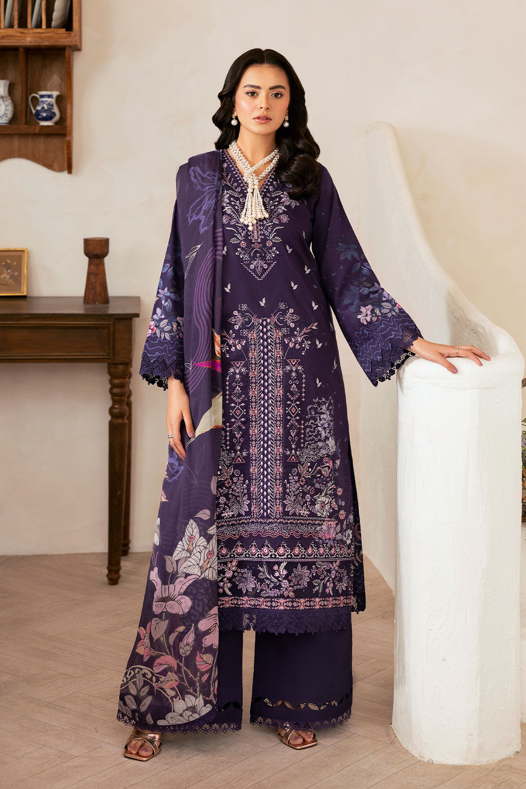 Ramsha | Mashaal Luxury Lawn | L-1401 - Ladies Clothes - Maria Faisal
