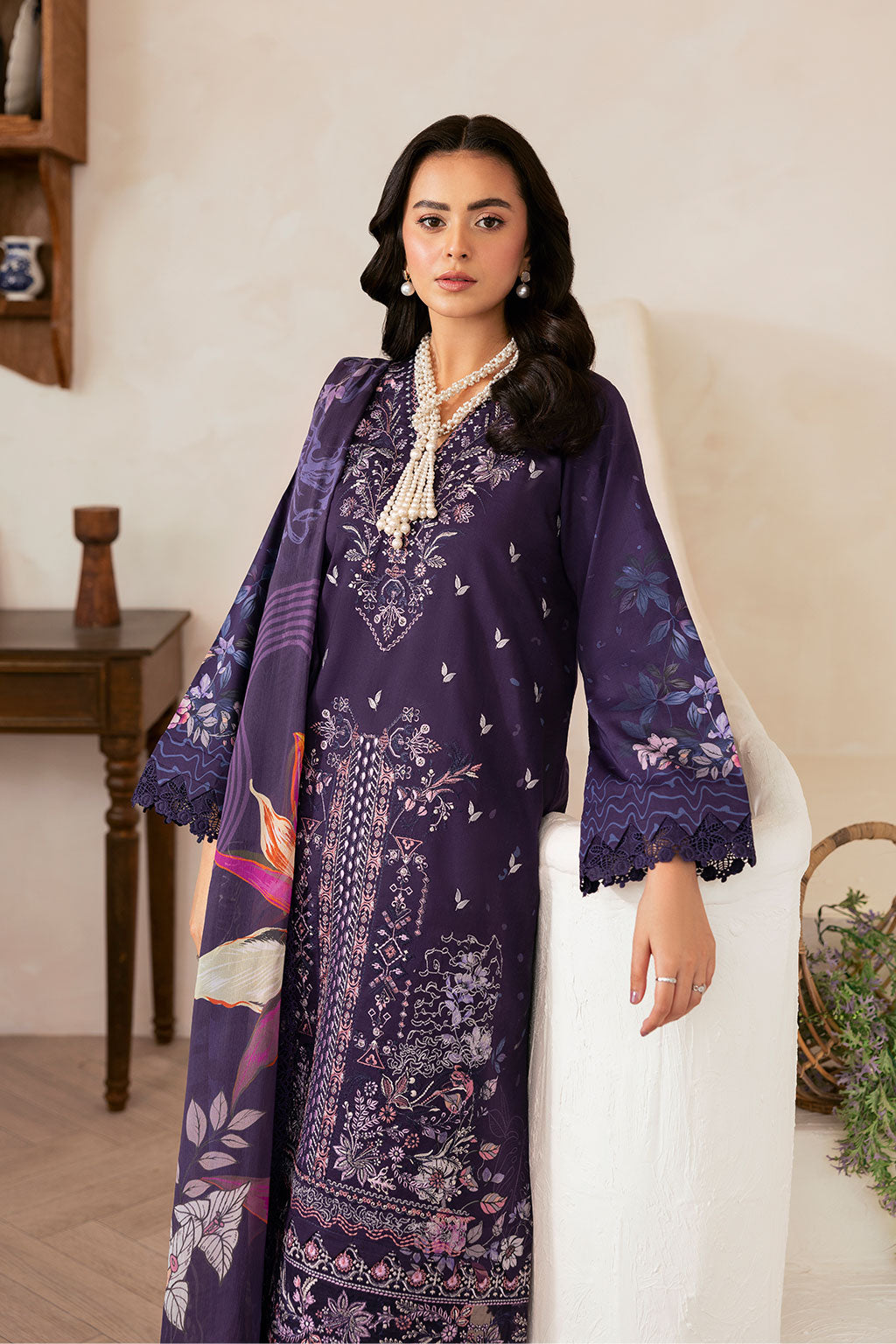 Ramsha | Mashaal Luxury Lawn | L-1401 - Ladies Clothes - Maria Faisal