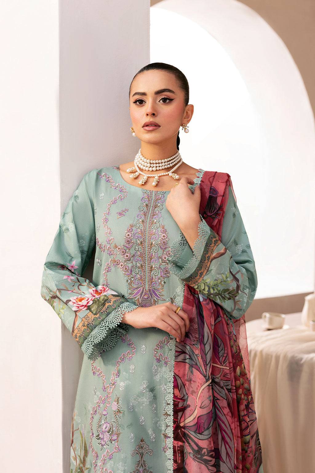 Ramsha | Mashaal Luxury Lawn | L-1410 by Maria Faisal - Registered Vendor of : Ramsha - type : Ladies Clothes - 100% original wedding dresses