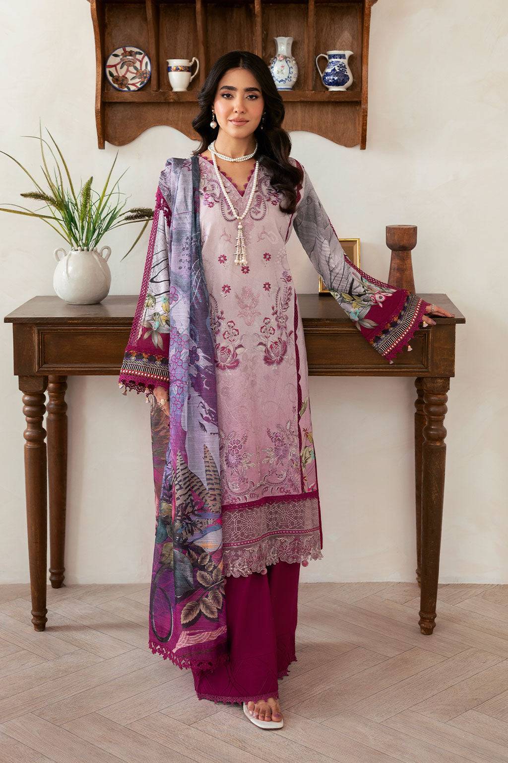 Ramsha | Mashaal Luxury Lawn | L-1409 by Maria Faisal - Registered Vendor of : Ramsha - type : Ladies Clothes - 100% original wedding dresses