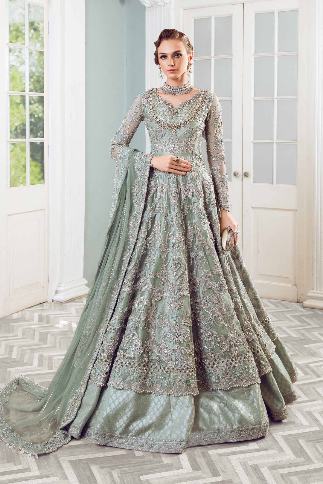 Maria B | Bridal Couture | Chantrea - Designer Dress with Intricate embroidery and embellishments. Shop elegent wedding dress at Maria Faisal.