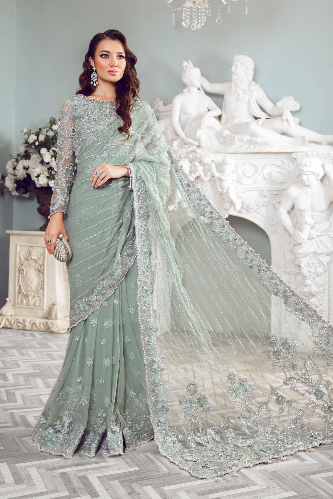 Maria B | Bridal Couture | Helene - Designer Dress with Intricate embroidery and embellishments. Shop elegent wedding dress at Maria Faisal.
