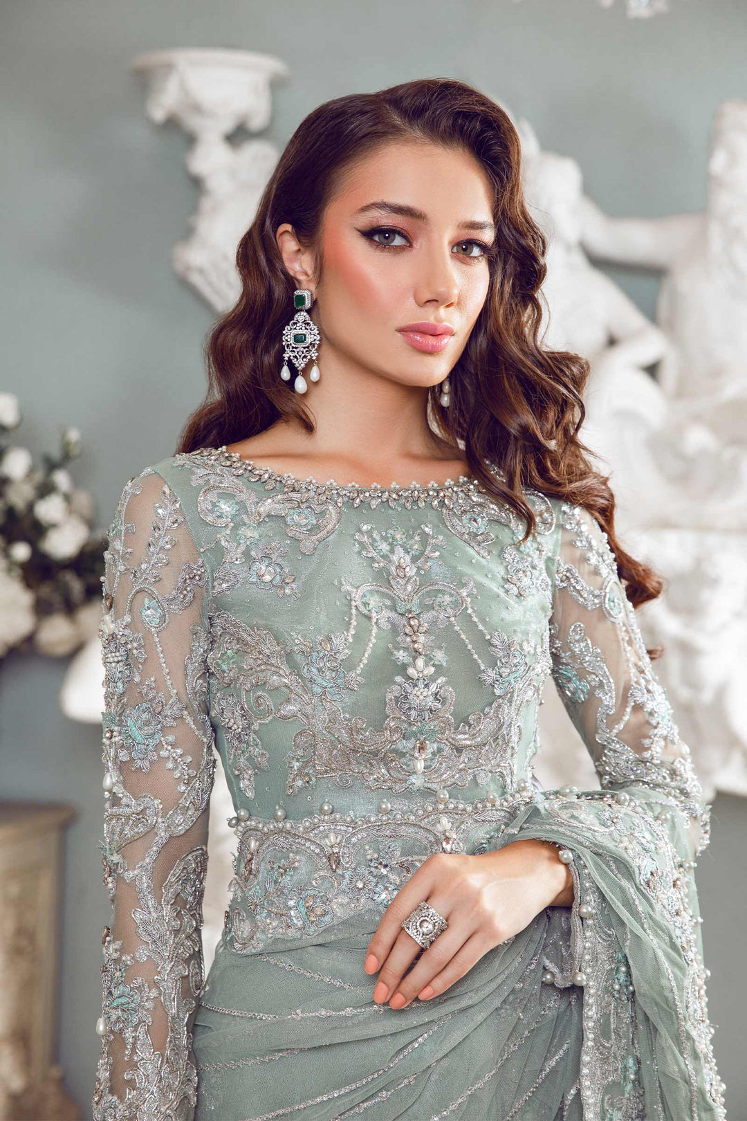 Maria B | Bridal Couture | Helene - Designer Dress with Intricate embroidery and embellishments. Shop elegent wedding dress at Maria Faisal.