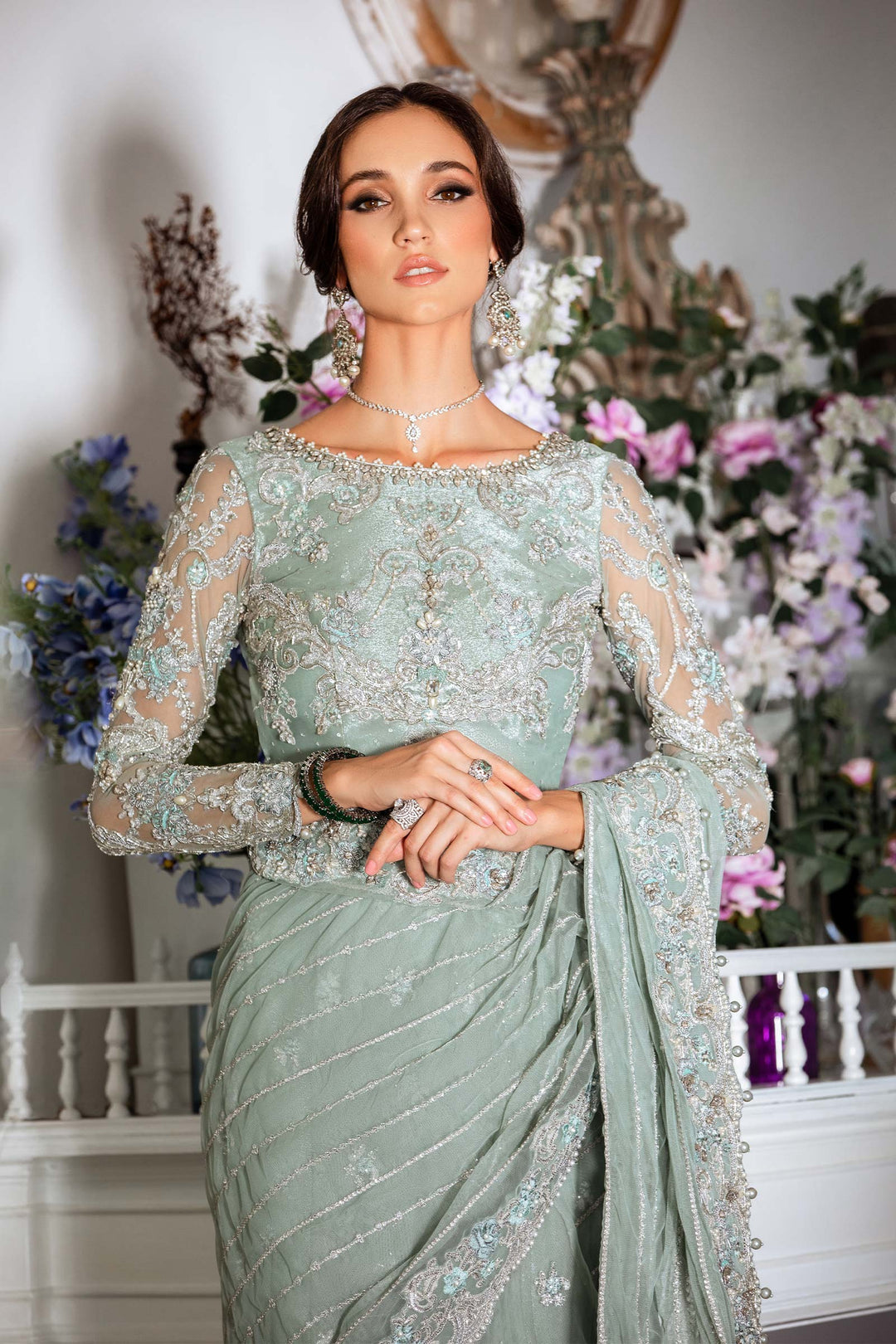 Maria B | Bridal Couture | Helene - Designer Dress with Intricate embroidery and embellishments. Shop elegent wedding dress at Maria Faisal.