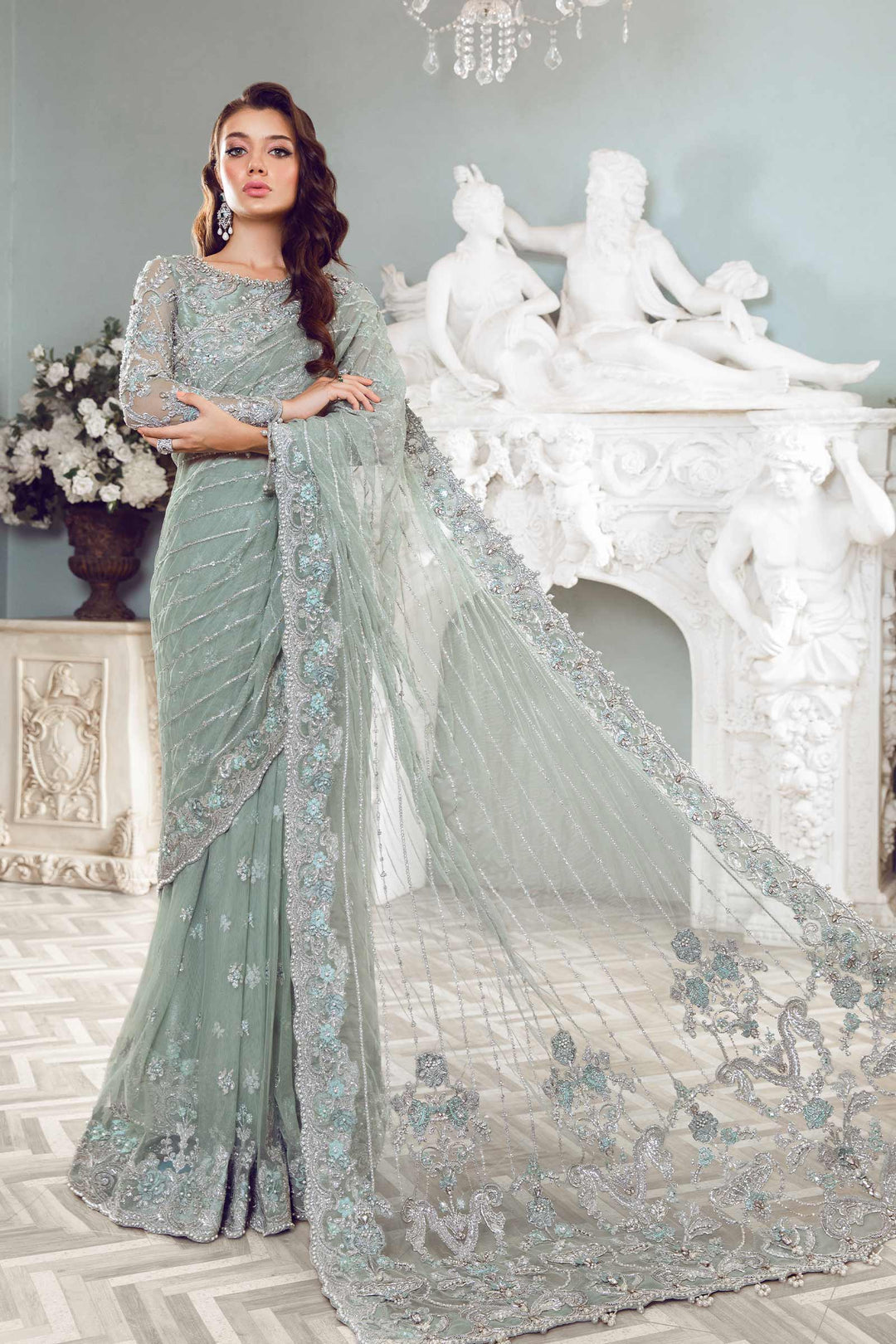 Maria B | Bridal Couture | Helene - Designer Dress with Intricate embroidery and embellishments. Shop elegent wedding dress at Maria Faisal.