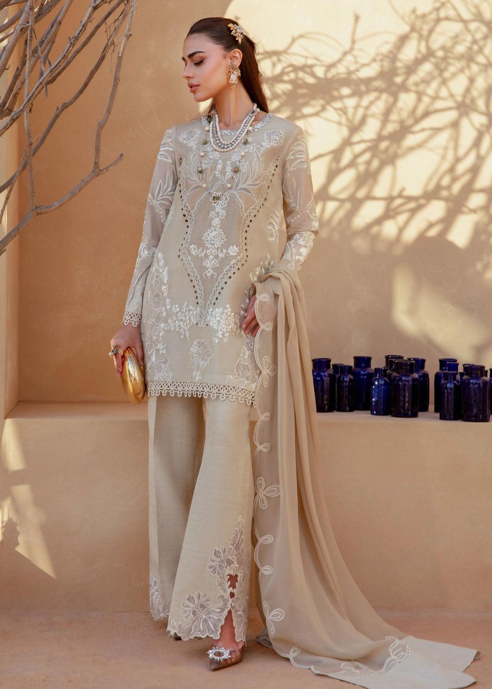 Saira Shakira | Rosea Casual Pret 25 | Latte Glow - Ladies Clothes - Maria Faisal