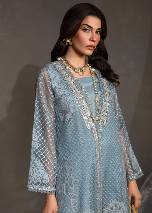 Saira Shakira | Zarae Luxury Pret | Cyan - Dress - available at Maria Faisal in UK and USA.