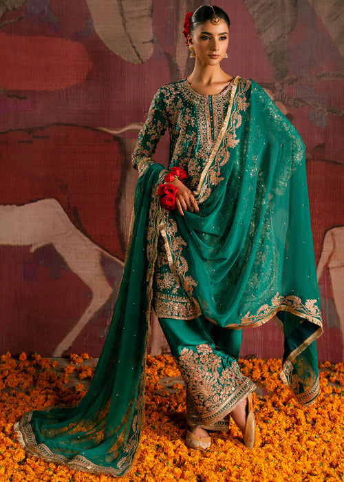 Haseens | Gehna Formals | Zamarud - Dress - available at Maria Faisal in UK and USA.