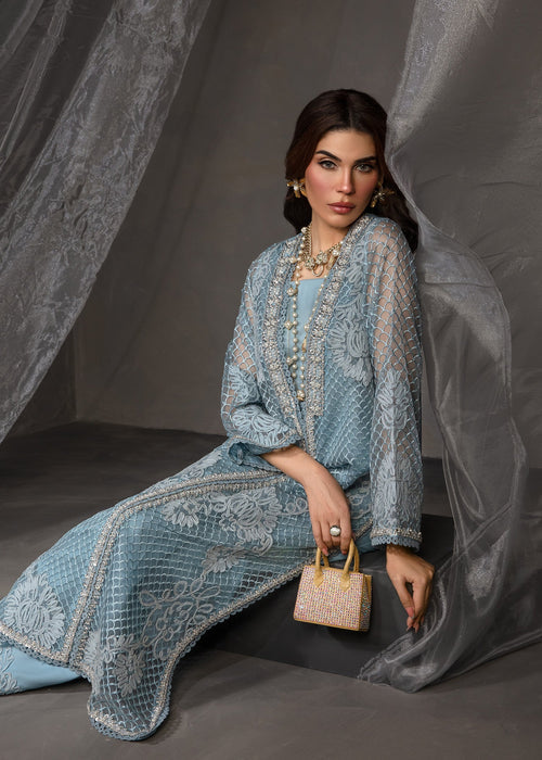 Saira Shakira | Zarae Luxury Pret | Cyan - Dress - available at Maria Faisal in UK and USA.