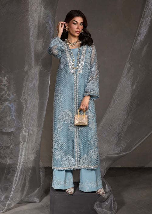 Saira Shakira | Zarae Luxury Pret | Cyan - Dress - available at Maria Faisal in UK and USA.