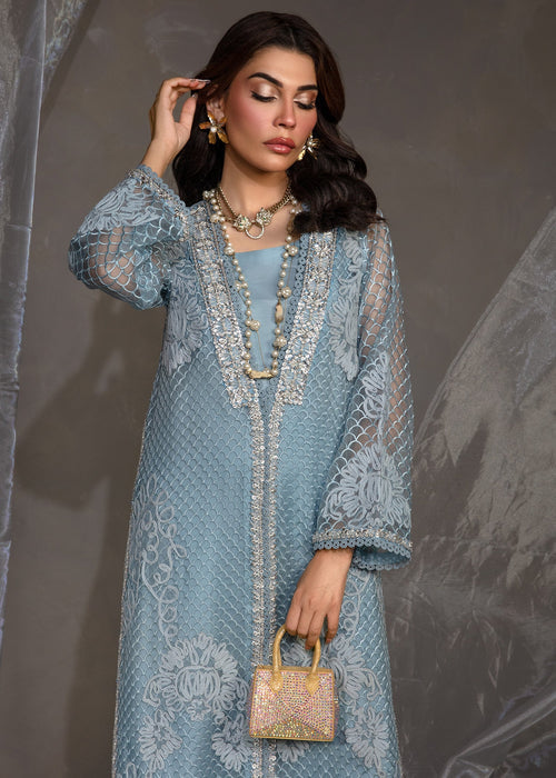 Saira Shakira | Zarae Luxury Pret | Cyan - Dress - available at Maria Faisal in UK and USA.
