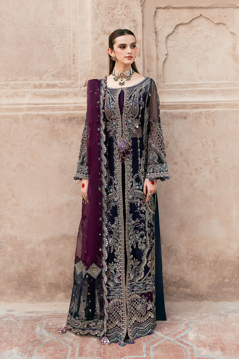 Shagna | Mehfil Festive Formals | SF-09-NEEL - Formal Dress - available at Maria Faisal in UK and USA.
