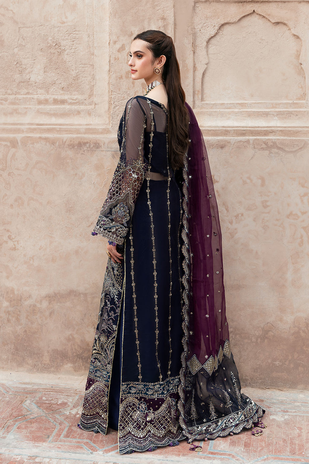 Shagna | Mehfil Festive Formals | SF-09-NEEL - Formal Dress - available at Maria Faisal in UK and USA.