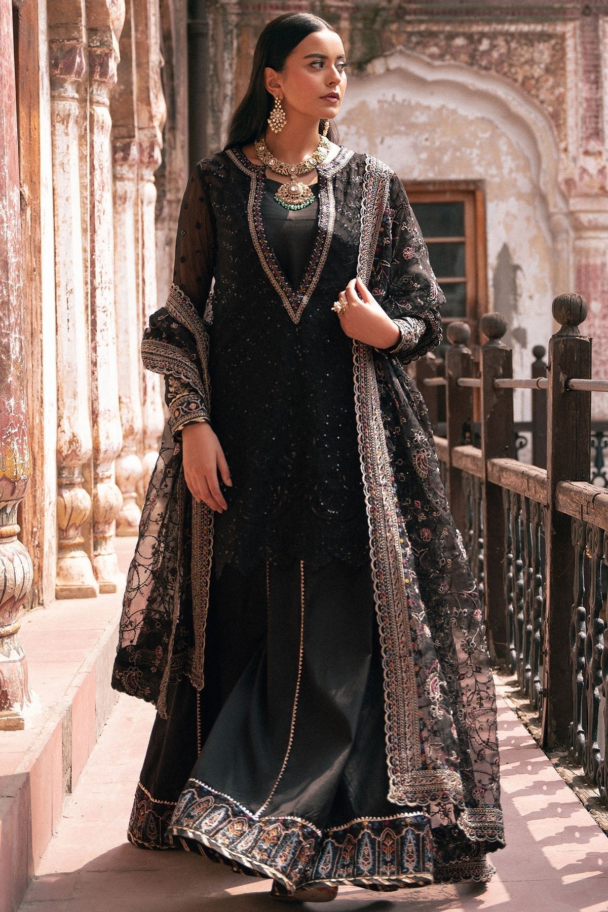 Motifz | Luxury Formal | 4816 - GAZALA - is Black dress from Motifz - Ladies Clothes - Maria Faisal