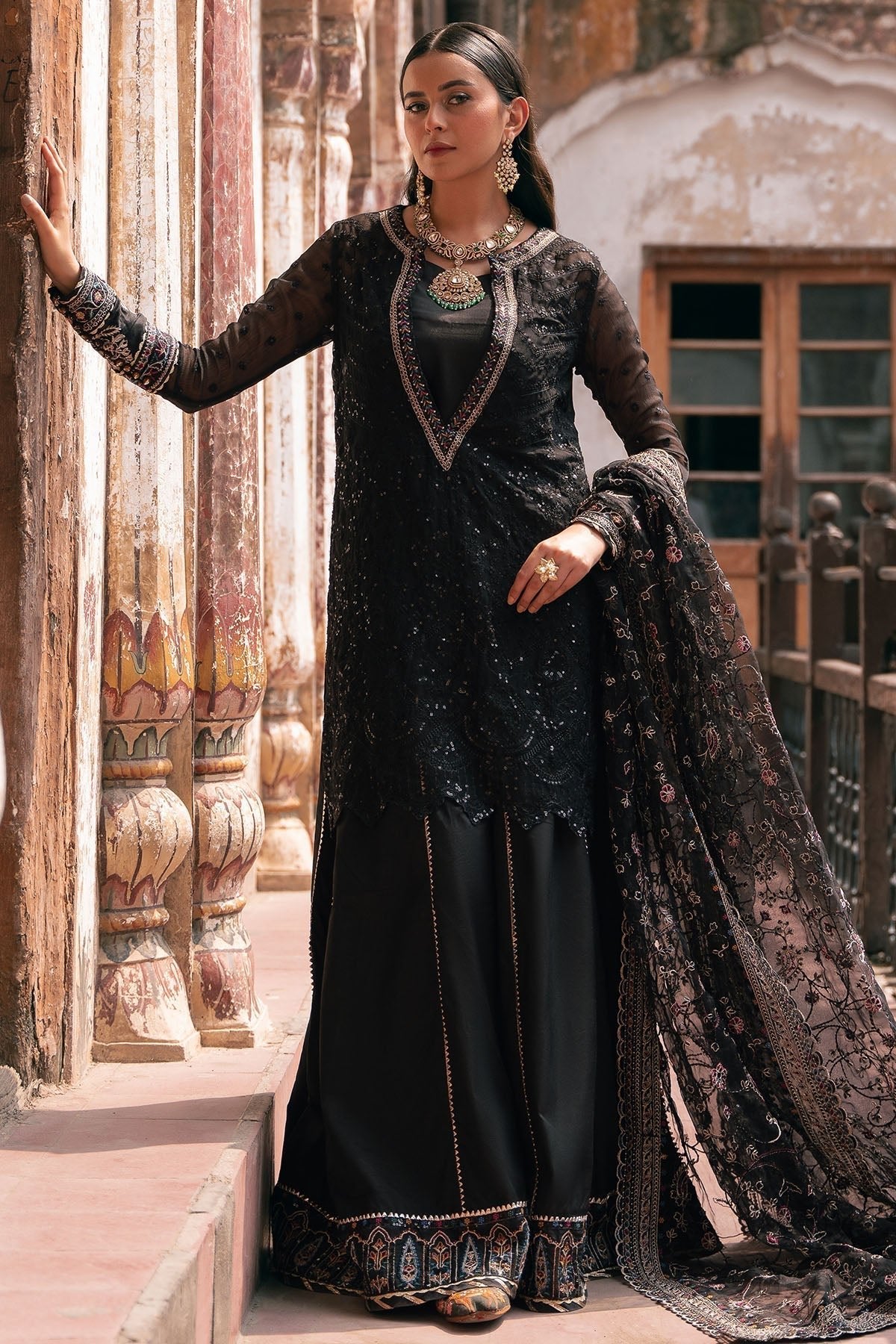 Motifz | Luxury Formal | 4816 - GAZALA - is Black dress from Motifz - Ladies Clothes - Maria Faisal