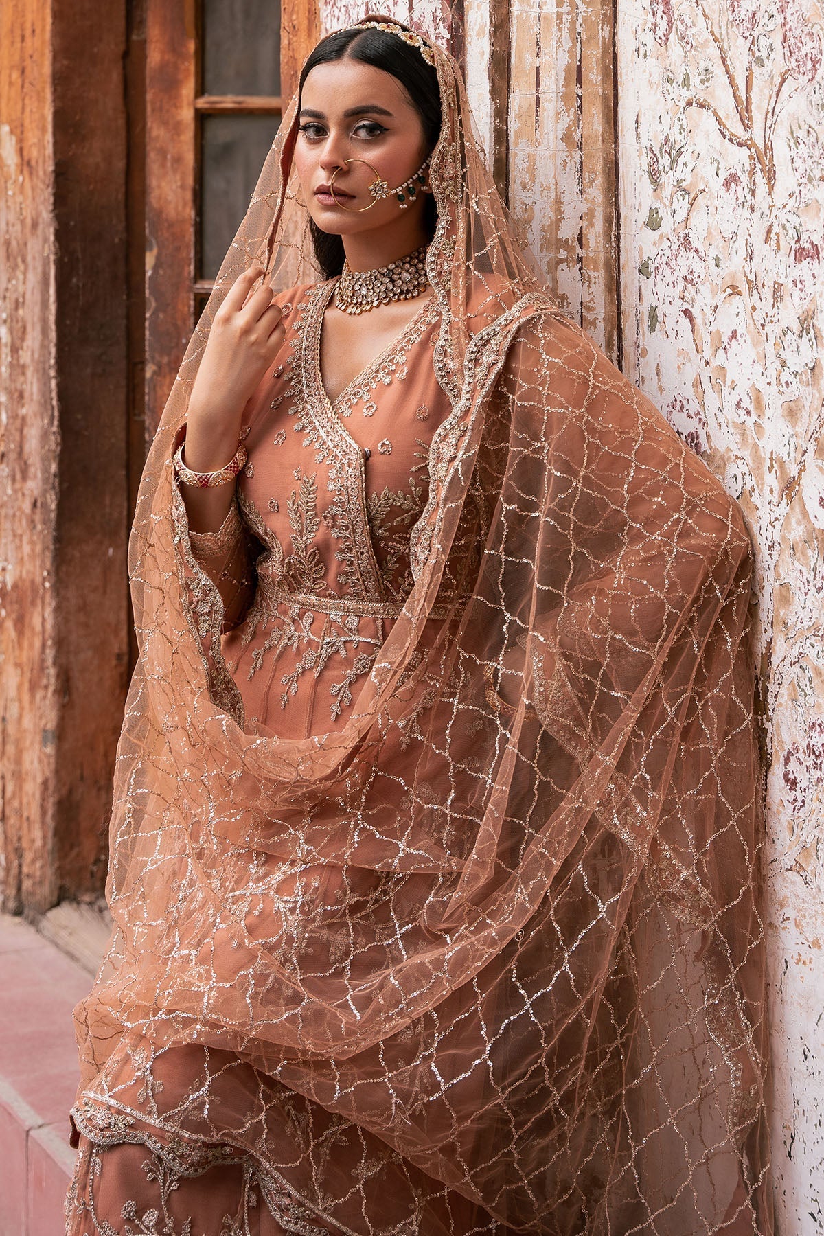 Motifz | Luxury Formal | 4820 - MANHA - is Peach dress from Motifz - Ladies Clothes - Maria Faisal