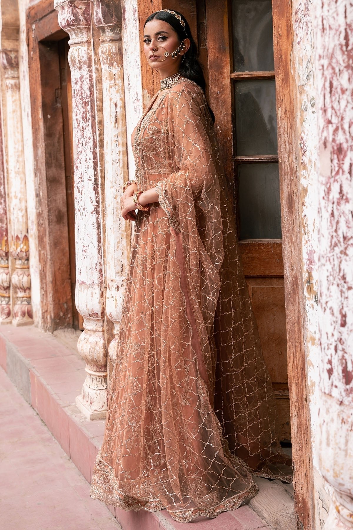 Motifz | Luxury Formal | 4820 - MANHA - is Peach dress from Motifz - Ladies Clothes - Maria Faisal