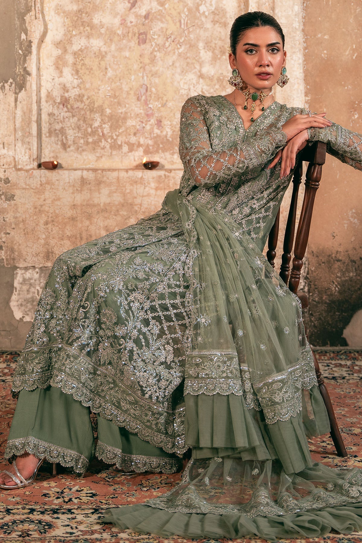 Motifz | Luxury Formal | 4822 - ALAMZAIB - is Green dress from Motifz - Ladies Clothes - Maria Faisal