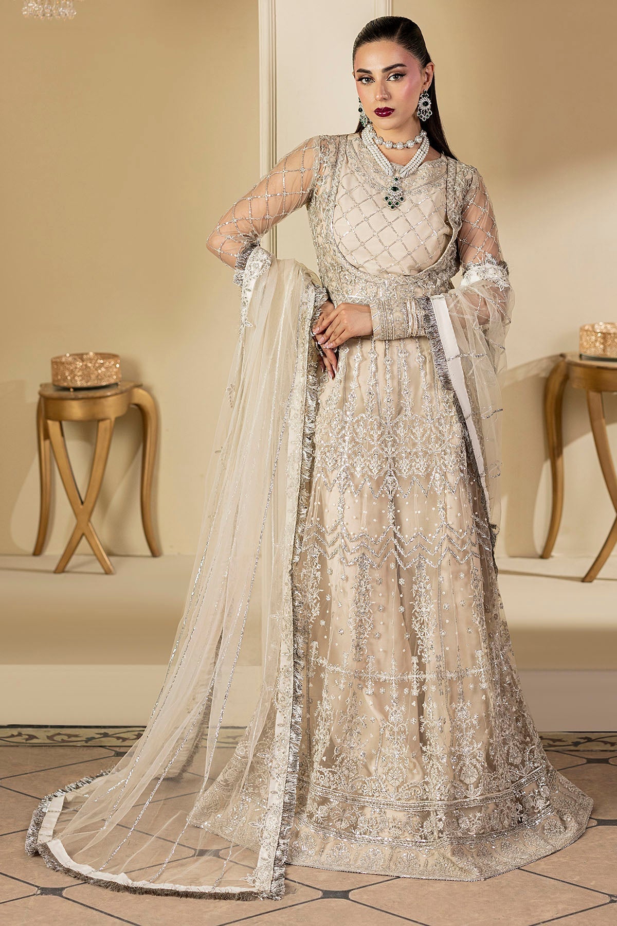 Motifz | Luxury Formal | 5131 - DOVE - is Beige dress from Motifz - Ladies Clothes - Maria Faisal
