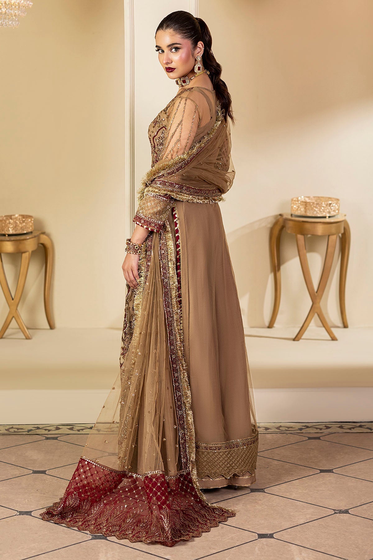 Motifz | Luxury Formal | 5132 - MYLAH - is Gold dress from Motifz - Ladies Clothes - Maria Faisal