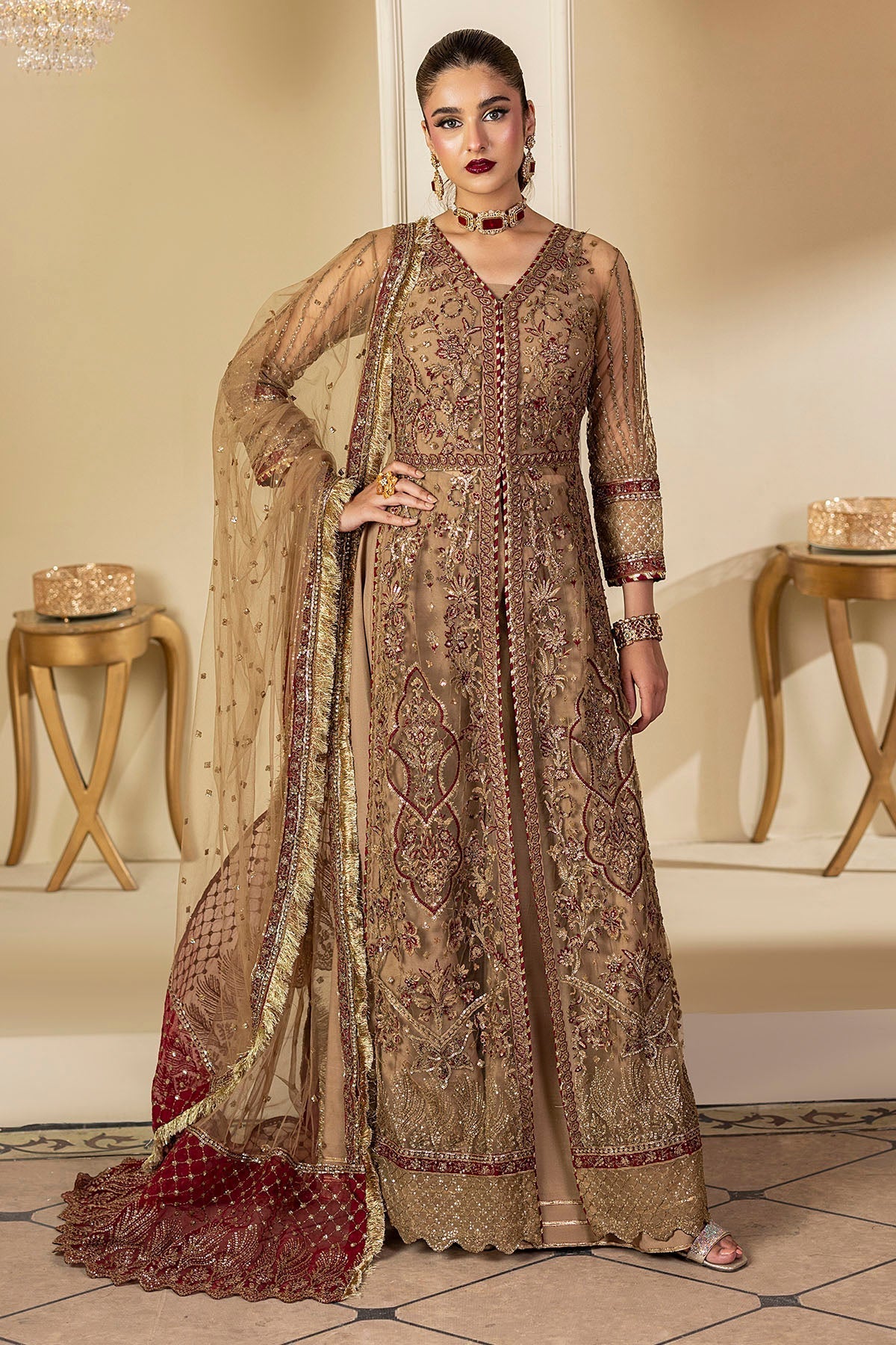 Motifz | Luxury Formal | 5132 - MYLAH - is Gold dress from Motifz - Ladies Clothes - Maria Faisal