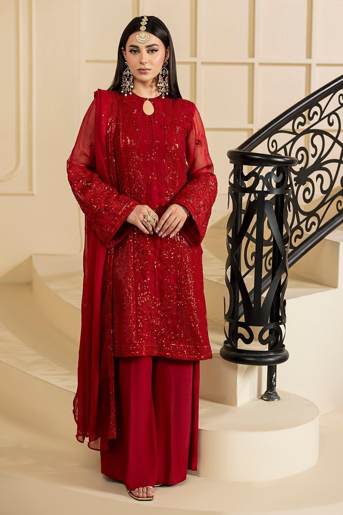Motifz | Luxury Formal | 5133 - ARIA - is Red dress from Motifz - Ladies Clothes - Maria Faisal