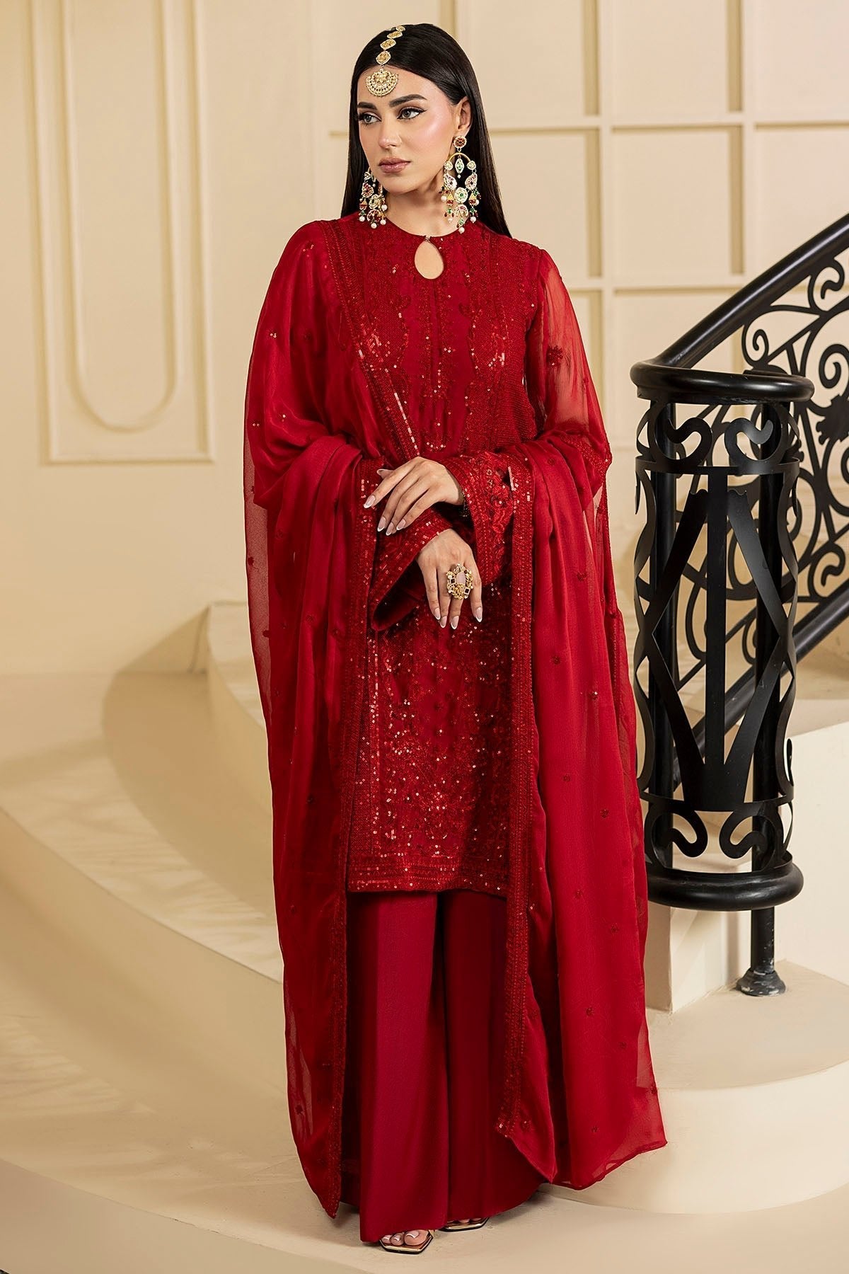 Motifz | Luxury Formal | 5133 - ARIA - is Red dress from Motifz - Ladies Clothes - Maria Faisal